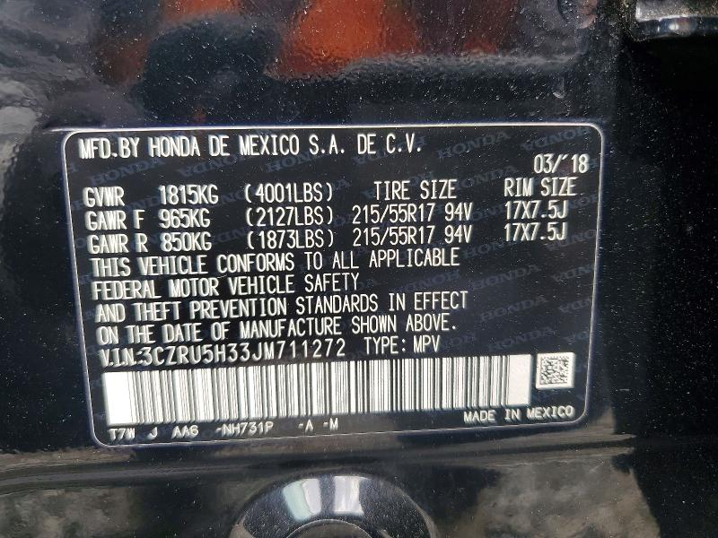 Aukcja sprzedaży 2018 Honda Hr-v, vin: 3CZRU5H33JM711272, numer aukcji: 85981815