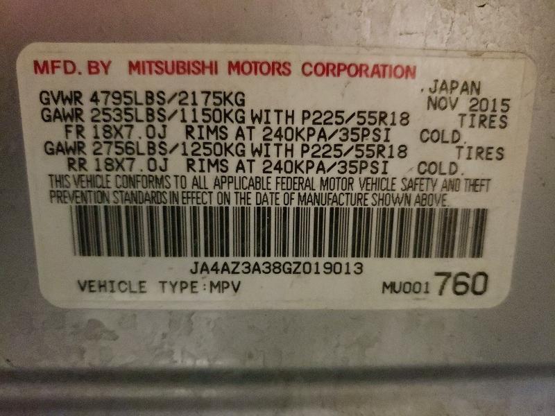 Продаж на аукціоні авто 2016 Mitsubishi Outlander, vin: JA4AZ3A38GZ019013, номер лоту: 56713256