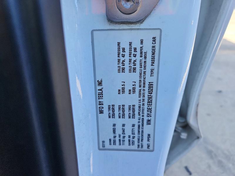 Продажа на аукционе авто 2019 Tesla Model 3, vin: 5YJ3E1EB2KF452891, номер лота: 55077656