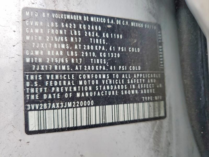 56607306 :رقم المزاد ، 3VV2B7AX3JM220000 vin ، 2018 Volkswagen Tiguan مزاد بيع