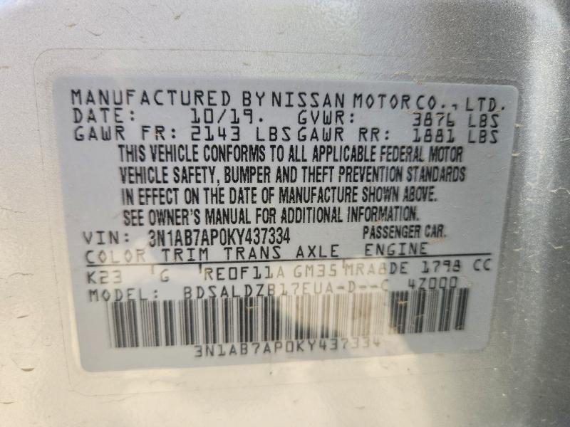 76296425 :رقم المزاد ، 3N1AB7AP0KY437334 vin ، 2019 Nissan Sentra مزاد بيع