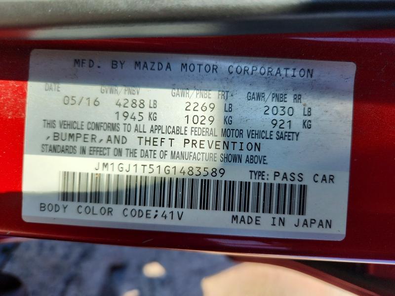 56482306 :رقم المزاد ، JM1GJ1T51G1483589 vin ، 2016 Mazda 6 مزاد بيع