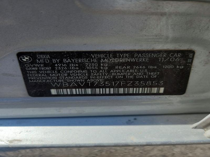 2007 Bmw 328 მანქანა იყიდება აუქციონზე, vin: WBAVT73517FZ35853, აუქციონის ნომერი: 54188896