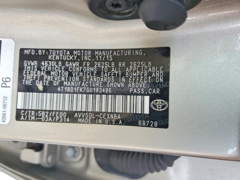 Продаж на аукціоні авто 2016 Toyota Camry Hybrid, vin: 4T1BD1FK7GU183486, номер лоту: 55617526