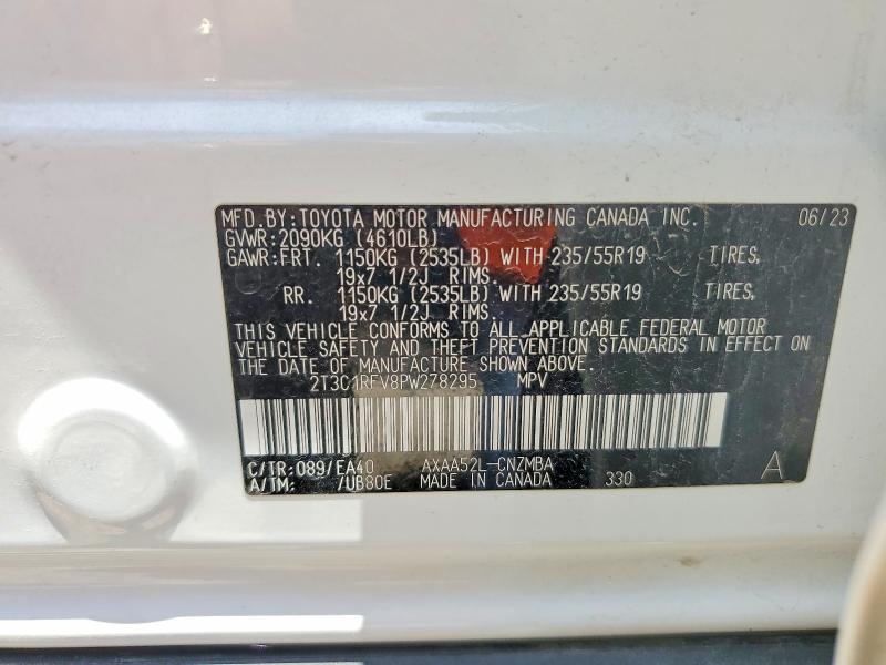 Aukcja sprzedaży 2023 Toyota Rav4, vin: 2T3C1RFV8PW278295, numer aukcji: 54976256