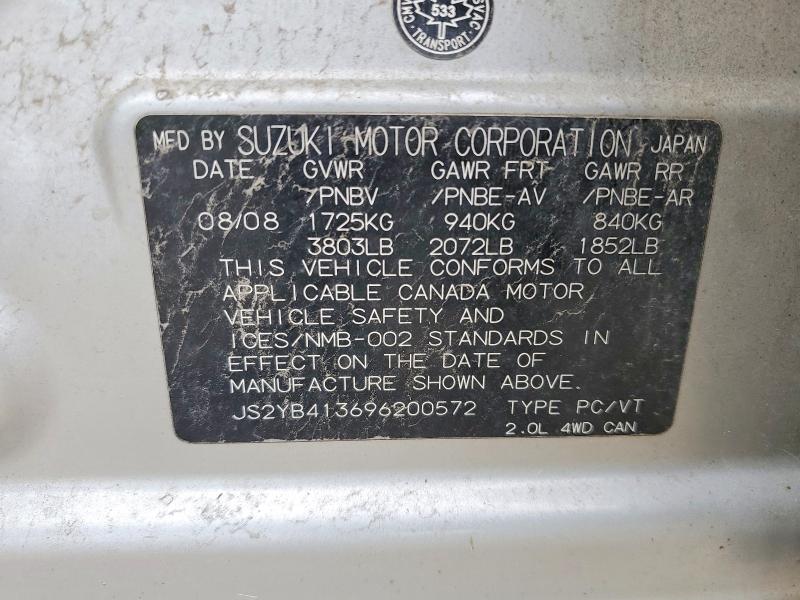 Продаж на аукціоні авто 2009 Suzuki Sx4, vin: JS2YB413696200572, номер лоту: 56304706