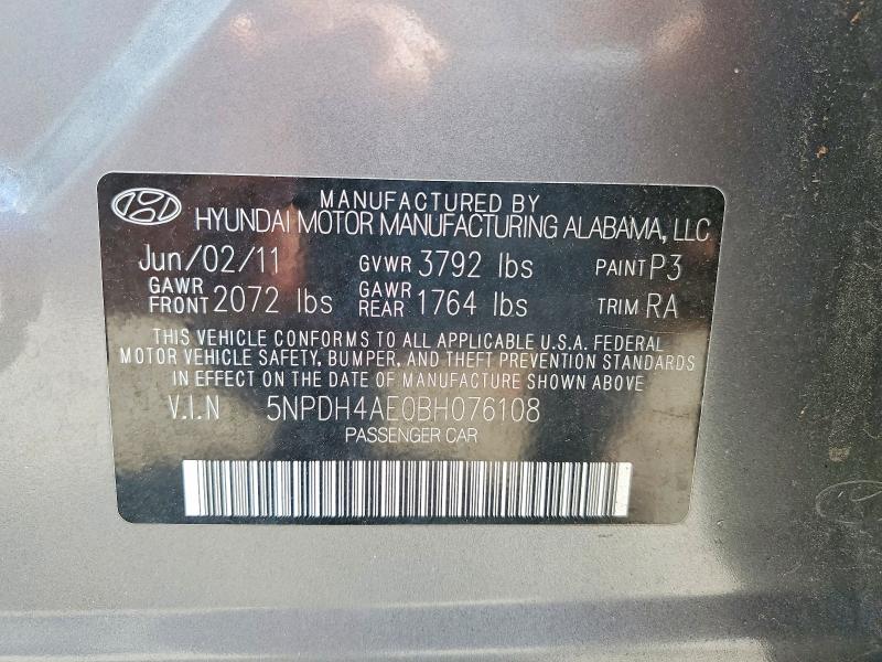 Aukcja sprzedaży 2011 Hyundai Elantra, vin: 5NPDH4AE0BH076108, numer aukcji: 56395866