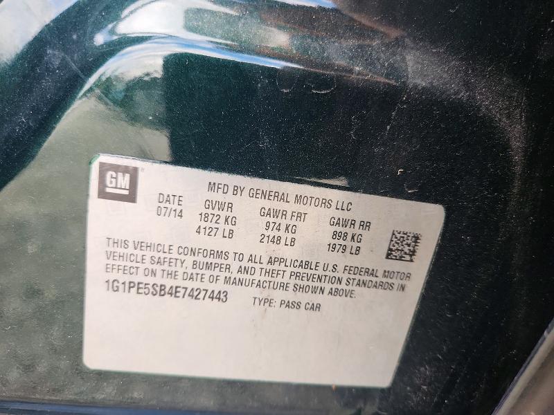 2014 Chevrolet Cruze მანქანა იყიდება აუქციონზე, vin: 1G1PE5SB4E7427443, აუქციონის ნომერი: 55584046