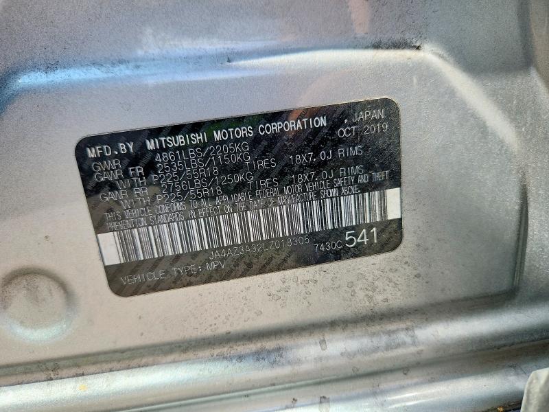 58584606 :رقم المزاد ، JA4AZ3A32LZ018305 vin ، 2020 Mitsubishi Outlander مزاد بيع