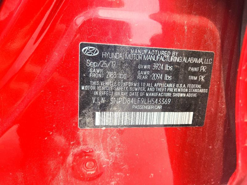 2020 Hyundai Elantra მანქანა იყიდება აუქციონზე, vin: 5NPD84LF9LH543369, აუქციონის ნომერი: 58732536