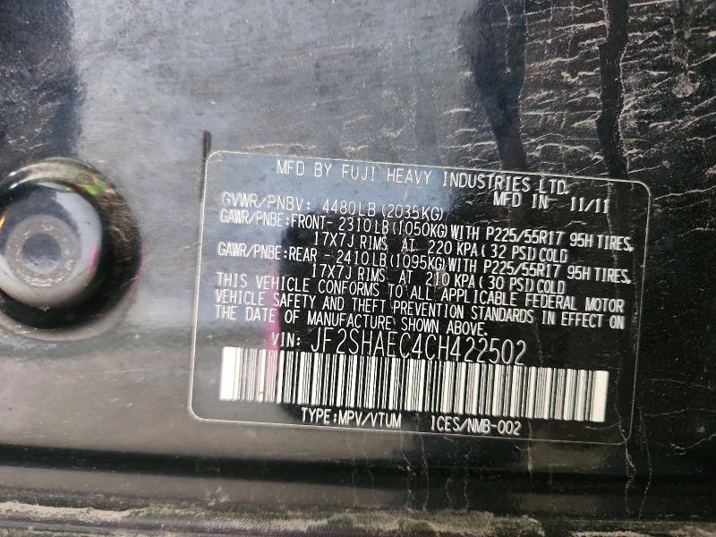 Продажа на аукционе авто 2012 Subaru Forester, vin: JF2SHAEC4CH422502, номер лота: 58653816