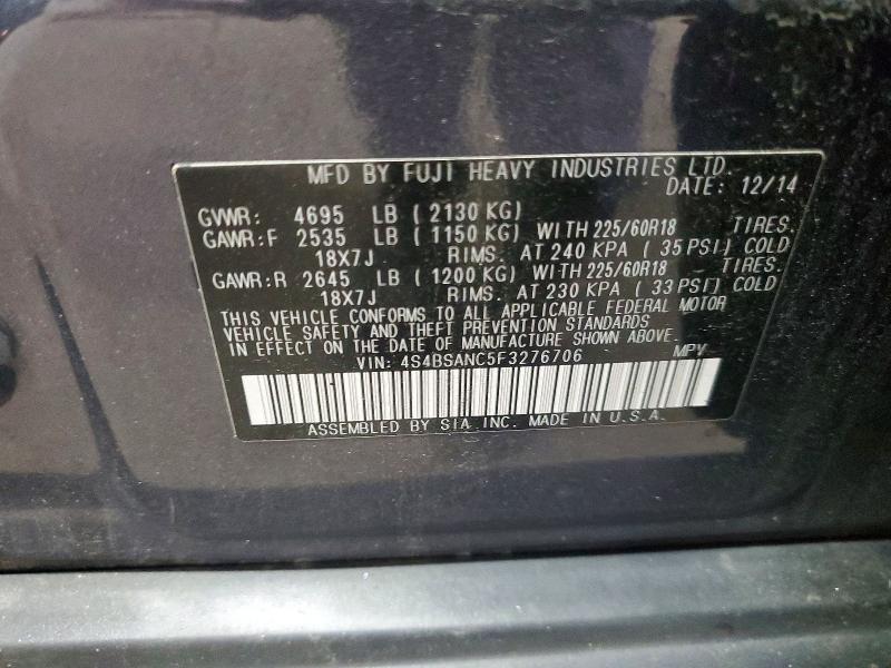 Продажа на аукционе авто 2015 Subaru Outback, vin: 4S4BSANC5F3276706, номер лота: 58082276