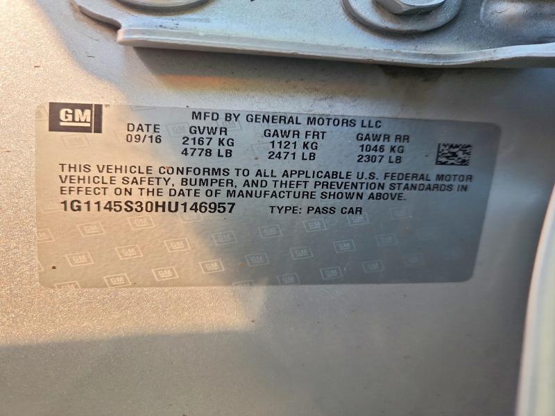 Продаж на аукціоні авто 2017 Chevrolet Impala, vin: 1G1145S30HU146957, номер лоту: 55453656