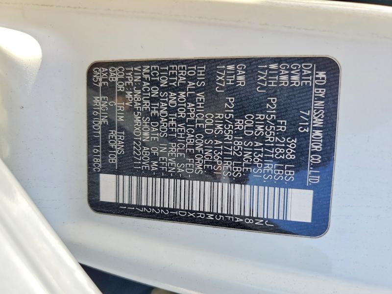 57118696 :رقم المزاد ، JN8AF5MRXDT222711 vin ، 2013 Nissan Juke مزاد بيع