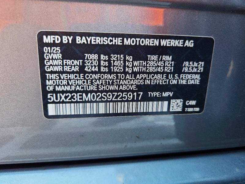 Продаж на аукціоні авто 2025 Bmw X7, vin: 5UX23EM02S9Z25917, номер лоту: 57252036
