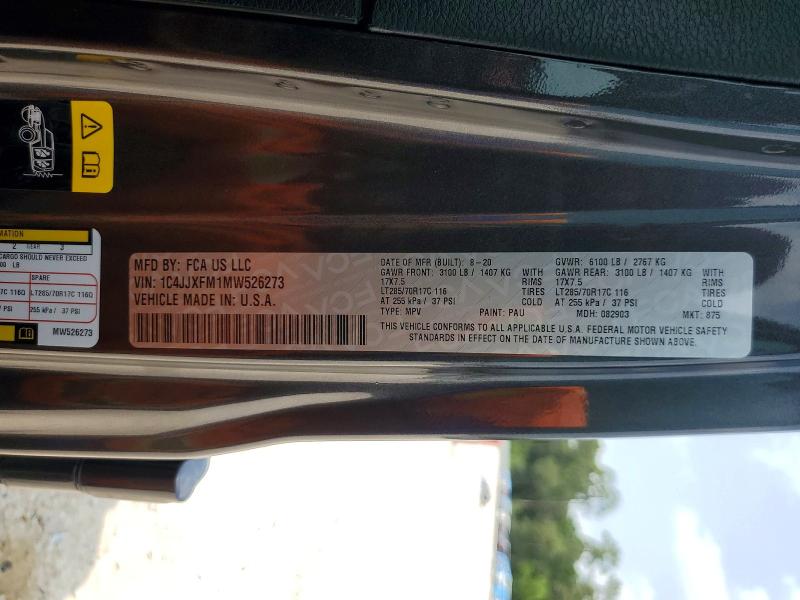 2021 Jeep Wrangler Unlimited მანქანა იყიდება აუქციონზე, vin: 1C4JJXFM1MW526273, აუქციონის ნომერი: 57068496