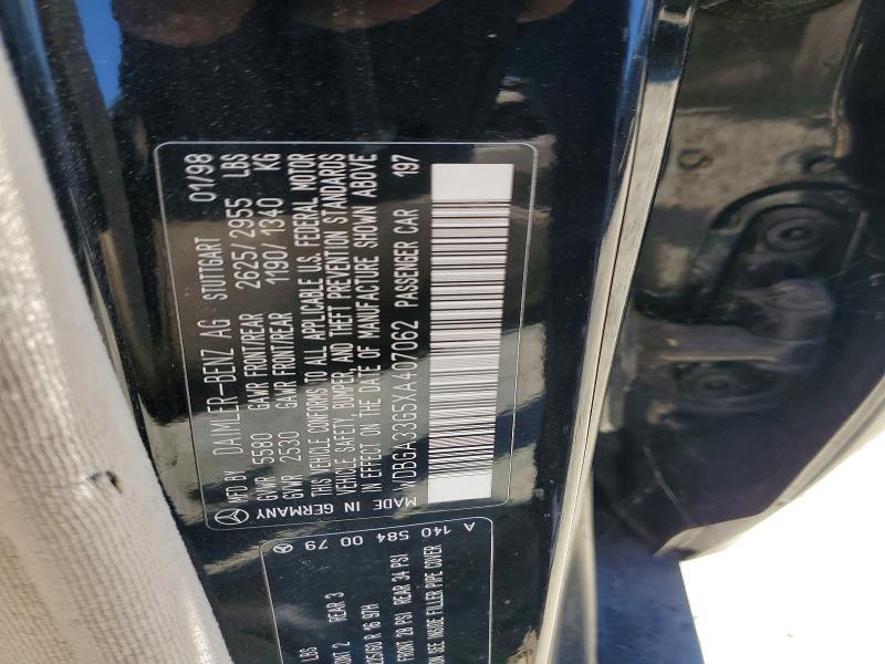 57714076 :رقم المزاد ، WDBGA33G5XA407062 vin ، 1999 Mercedes-benz S مزاد بيع
