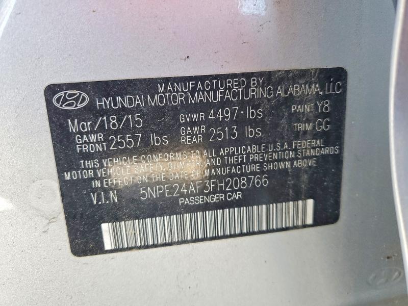 2015 Hyundai Sonata მანქანა იყიდება აუქციონზე, vin: 5NPE24AF3FH208766, აუქციონის ნომერი: 56158106