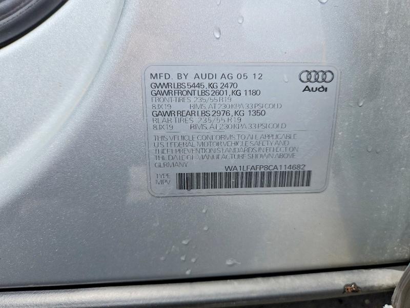 Продаж на аукціоні авто 2012 Audi Q5, vin: WA1LFAFP8CA114682, номер лоту: 58224946