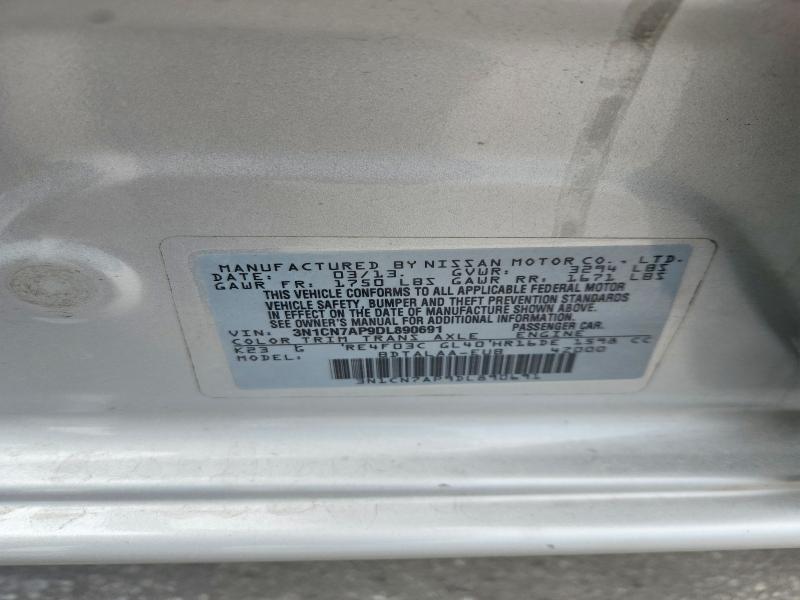 Aukcja sprzedaży 2013 Nissan Versa, vin: 3N1CN7AP9DL890691, numer aukcji: 58727656