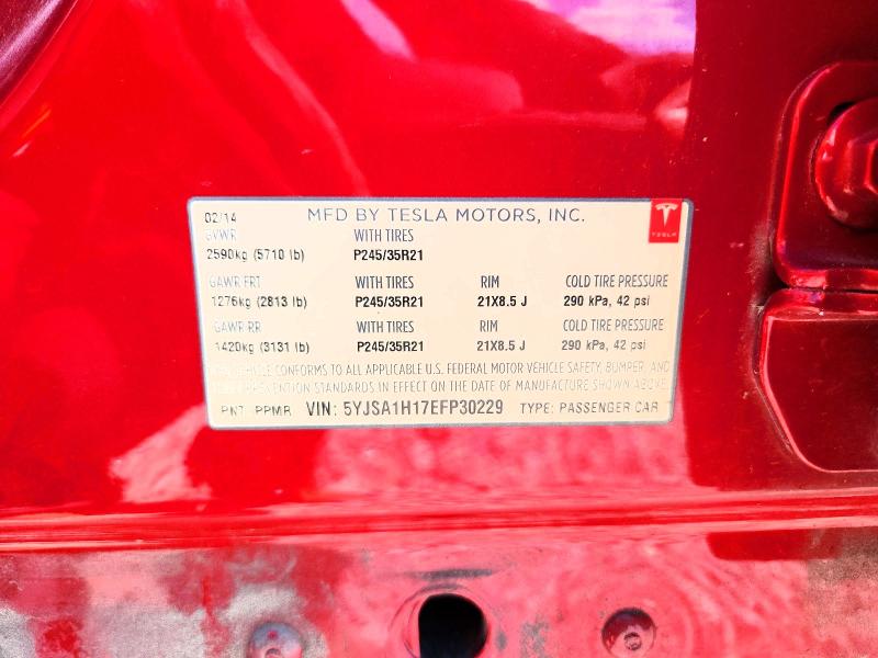 Продаж на аукціоні авто 2014 Tesla Model S, vin: 5YJSA1H17EFP30229, номер лоту: 58100006