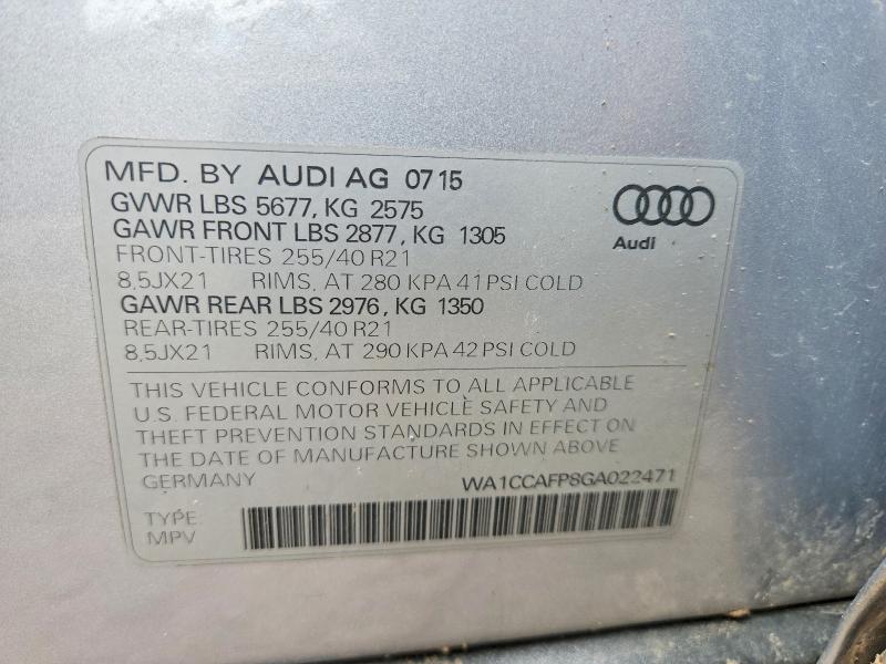 Auction sale of the 2016 Audi Sq5, vin: WA1CCAFP8GA022471, lot number: 58780686