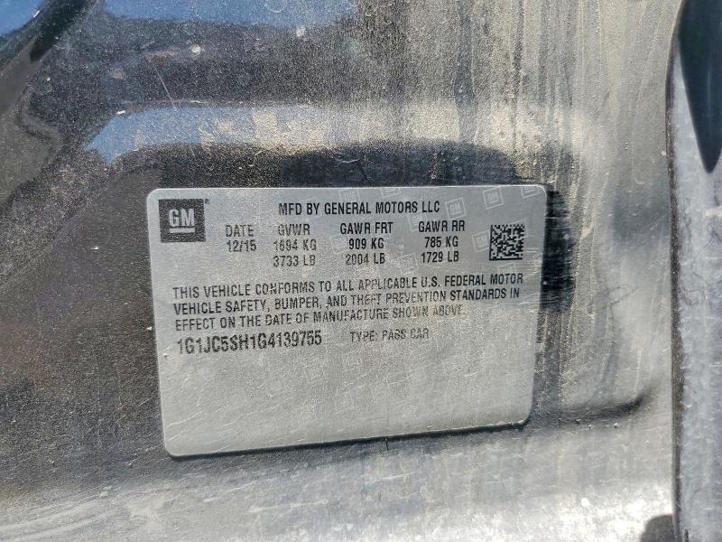 Продаж на аукціоні авто 2016 Chevrolet Sonic, vin: 1G1JC5SH1G4139755, номер лоту: 57417816