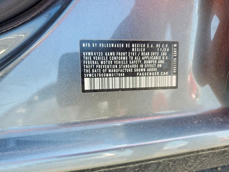 2021 Volkswagen Jetta მანქანა იყიდება აუქციონზე, vin: 3VWC57BU0MM017968, აუქციონის ნომერი: 57410376