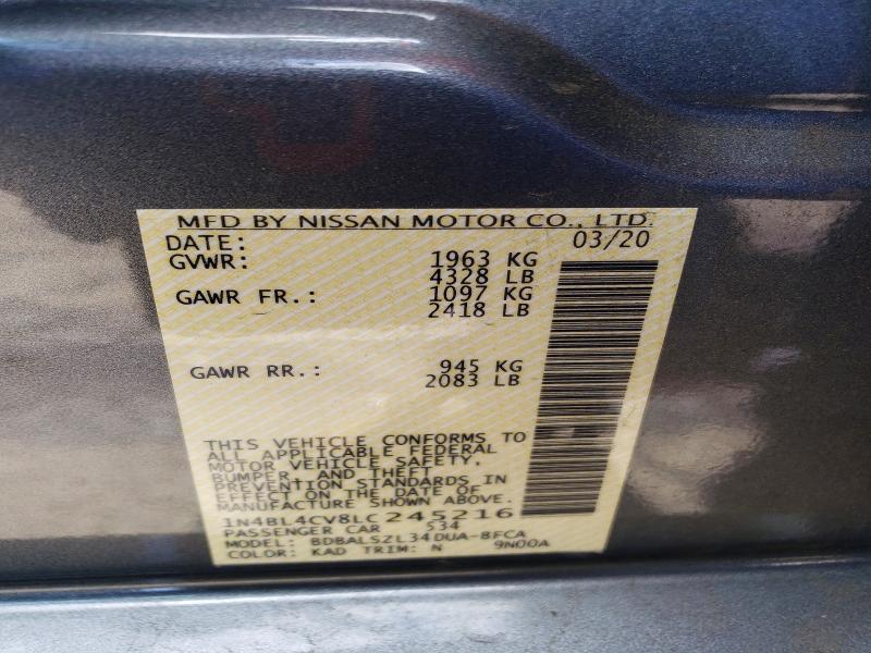 Aukcja sprzedaży 2020 Nissan Altima, vin: 1N4BL4CV8LC245216, numer aukcji: 57813956
