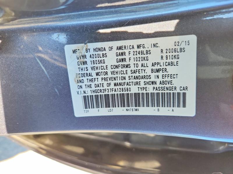 57359176 :رقم المزاد ، 1HGCR2F37FA128580 vin ، 2015 Honda Accord مزاد بيع