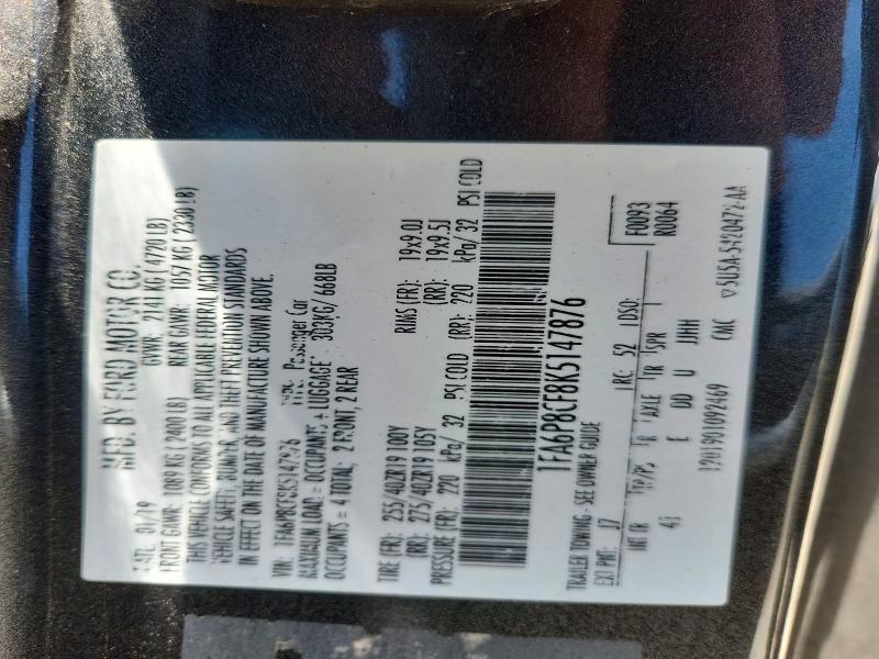 Продажа на аукционе авто 2019 Ford Mustang, vin: 1FA6P8CF8K5147876, номер лота: 56800186