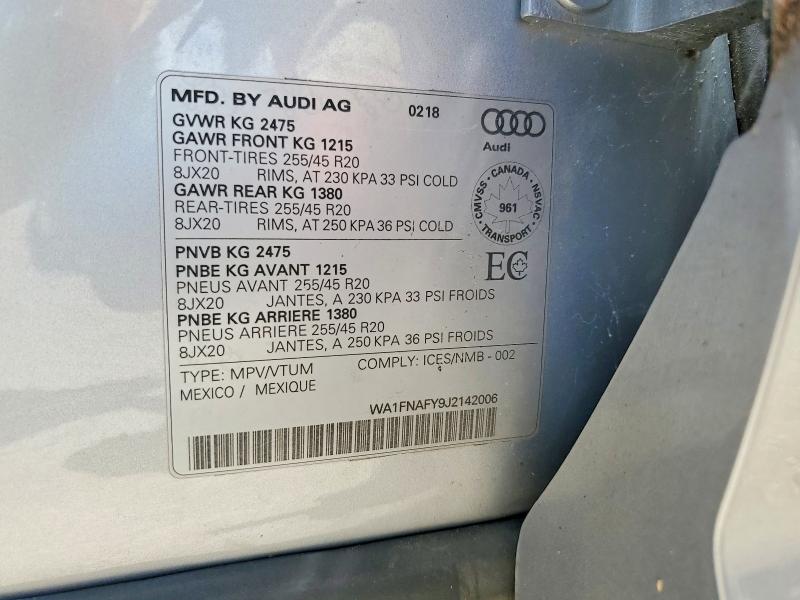 Продажа на аукционе авто 2018 Audi Q5, vin: WA1FNAFY9J2142006, номер лота: 58442316