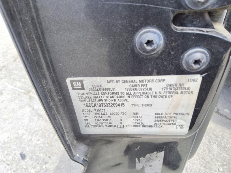 58962756 :رقم المزاد ، 1GCEK19T53Z209415 vin ، 2003 Chevrolet Silverado مزاد بيع