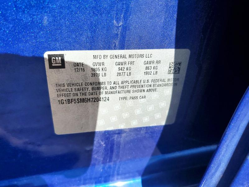 Aukcja sprzedaży 2017 Chevrolet Cruze, vin: 1G1BF5SM6H7204124, numer aukcji: 57747176