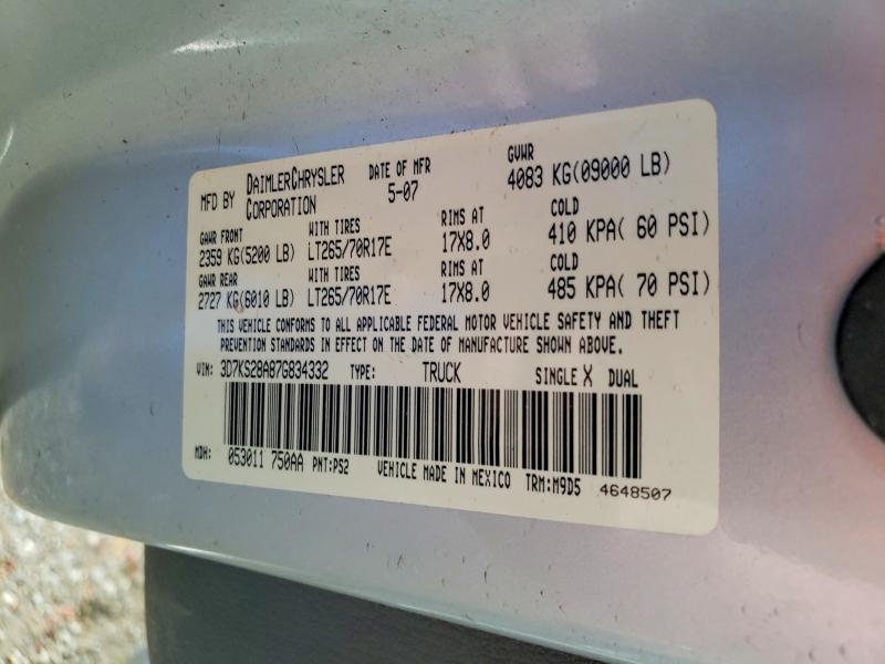 56635146 :رقم المزاد ، 3D7KS28A87G834332 vin ، 2007 Dodge Ram 2500 مزاد بيع