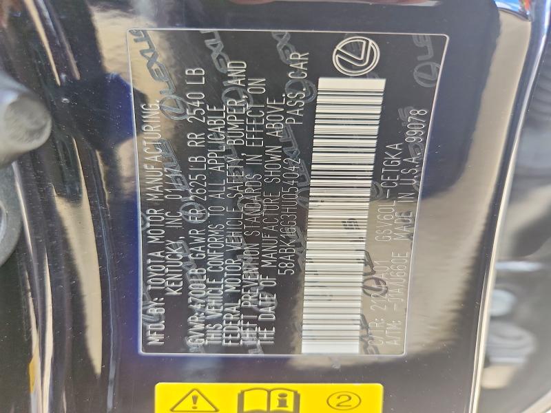 Aukcja sprzedaży 2017 Lexus Es, vin: 58ABK1GG3HU054042, numer aukcji: 56435546
