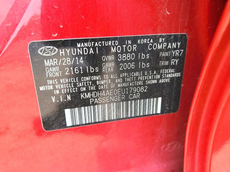 Aukcja sprzedaży 2014 Hyundai Elantra, vin: KMHDH4AE0EU179082, numer aukcji: 59016346