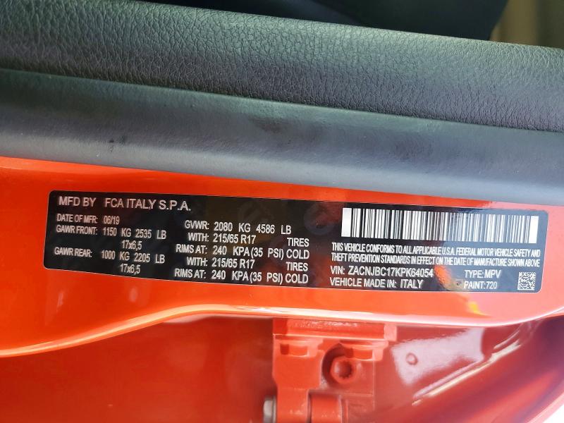 Aukcja sprzedaży 2019 Jeep Renegade, vin: ZACNJBC17KPK64054, numer aukcji: 59055526