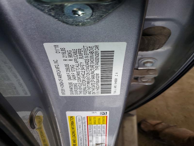 Продажа на аукционе авто 2018 Honda Accord, vin: 1HGCV1F38JA102181, номер лота: 57883206