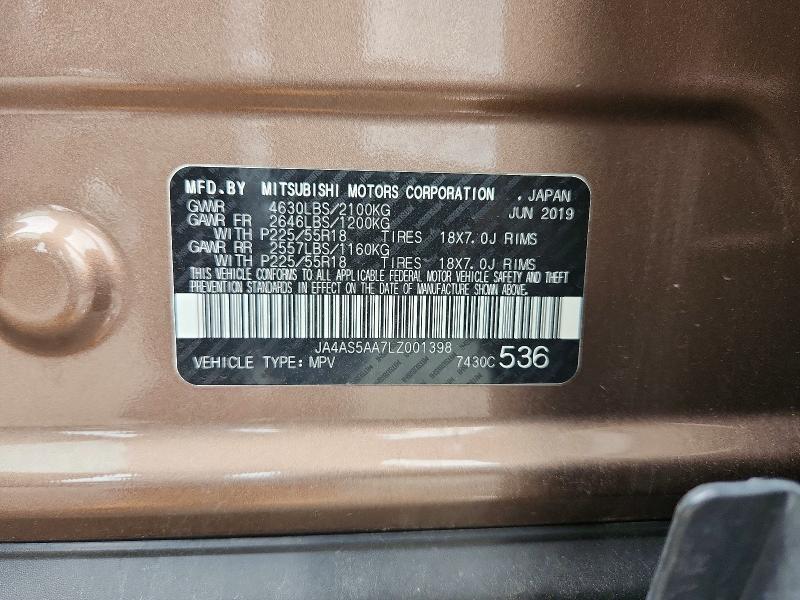 Продажа на аукционе авто 2020 Mitsubishi Eclipse Cross, vin: JA4AS5AA7LZ001398, номер лота: 57598256