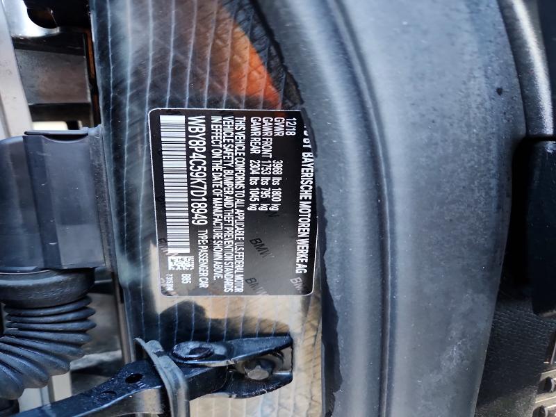 Aukcja sprzedaży 2019 Bmw I3, vin: WBY8P4C59K7D18949, numer aukcji: 57513966