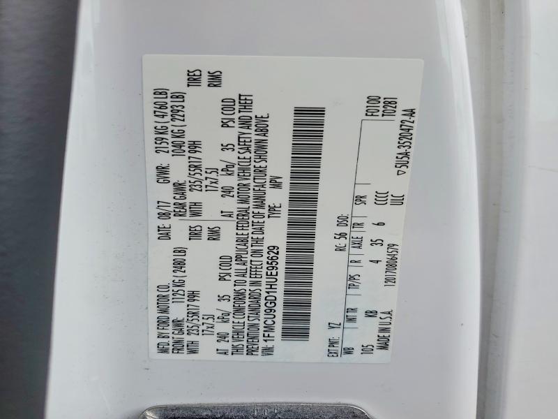 Auction sale of the 2017 Ford Escape, vin: 1FMCU9GD1HUE95629, lot number: 59324636