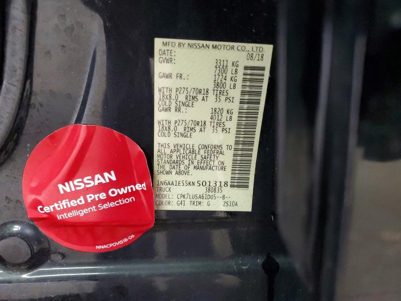 Aukcja sprzedaży 2019 Nissan Titan, vin: 1N6AA1E55KN501318, numer aukcji: 56253586