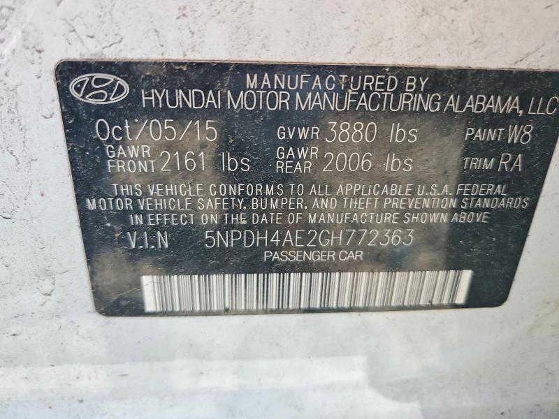 Продаж на аукціоні авто 2016 Hyundai Elantra, vin: 5NPDH4AE2GH772363, номер лоту: 57514686