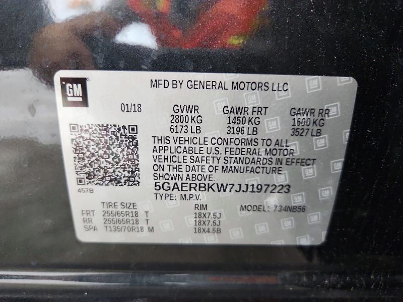 56650526 :رقم المزاد ، 5GAERBKW7JJ197223 vin ، 2018 Buick Enclave مزاد بيع