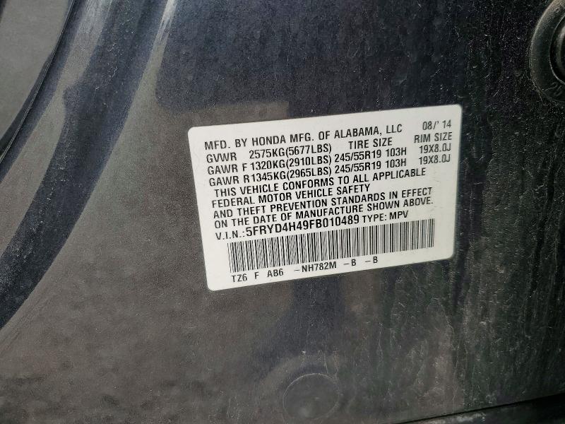 Продаж на аукціоні авто 2015 Acura Mdx, vin: 5FRYD4H49FB010489, номер лоту: 57430386