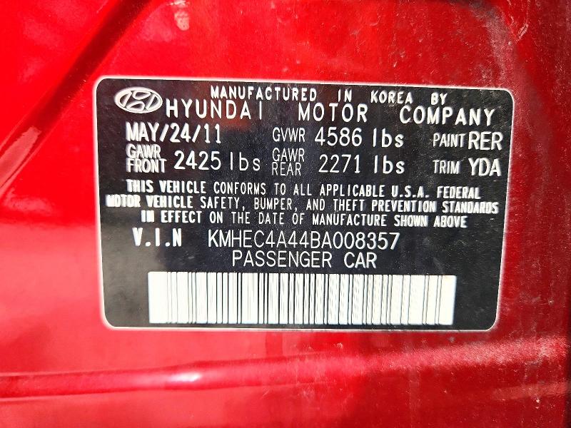 Продажа на аукционе авто 2011 Hyundai Sonata, vin: KMHEC4A44BA008357, номер лота: 57227176