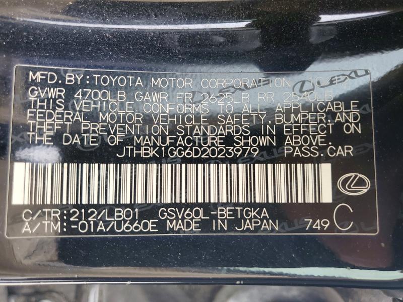 Aukcja sprzedaży 2013 Lexus Es, vin: JTHBK1GG6D2023979, numer aukcji: 55236096