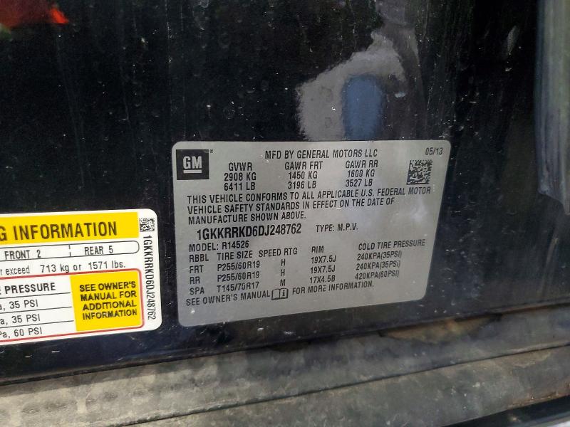 2013 Gmc Acadia მანქანა იყიდება აუქციონზე, vin: 1GKKRRKD6DJ248762, აუქციონის ნომერი: 58961216