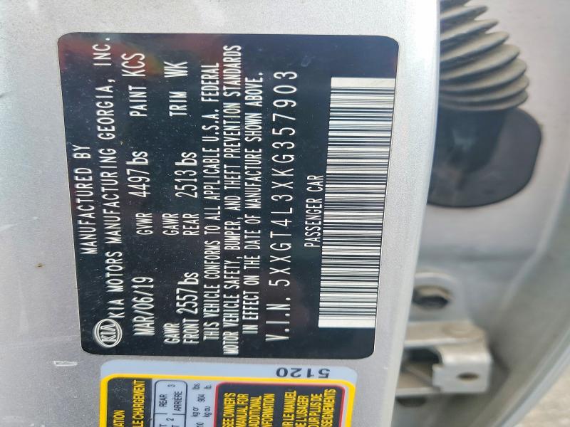 56458596 :رقم المزاد ، 5XXGT4L3XKG357903 vin ، 2019 Kia Optima مزاد بيع